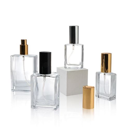 Flacon de parfum transparent rectangulaire